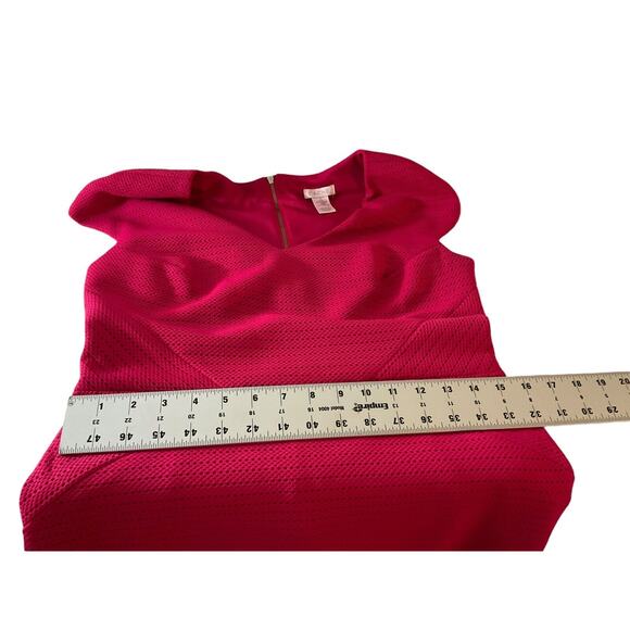 Caché Women's 10 Pink Textured Mesh Dress V Neck Cap Sleeve Fitted Mermaid Hem - Picture 5 of 12